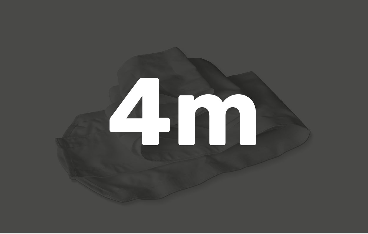 Faltzelt Zubehör Regenrinne, 4 Meter lang, aus wasserdichtem Material, gefaltet.