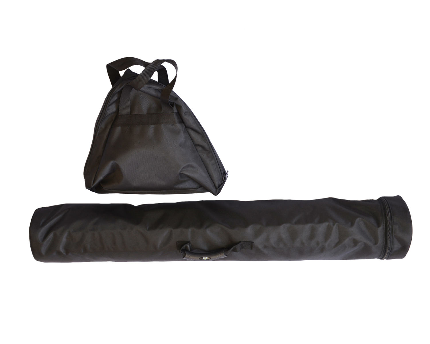 Schwarze Rennsport Bande Tasche, bestehend aus einer großen Tasche und einem länglichen Behälter.