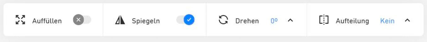 Screenshot im Uploader mit der Option "Layout spiegeln" aktiviert