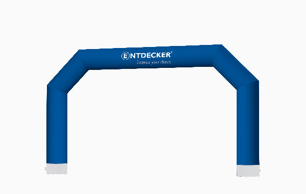 Blauer Torbogen aus Stoff von ENTDECKER, geeignet für Veranstaltungen.
