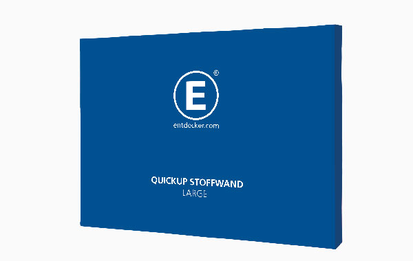 Stoffwand 'Quickup Größe Rundum Large' in Blau mit dem Logo von ENTDECKER.