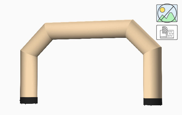 Vento Torbogen in der Farbe Large Sand, unbedruckt, mit Klettverschluss, zeigt eine gebogene Struktur mit schwarzen Fußteilen.