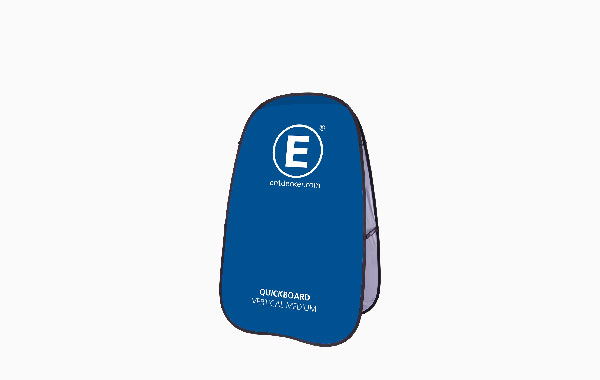 Medium Quickboard Aufsteller von ENTDECKER in Blau mit Logo und Produktbezeichnung.