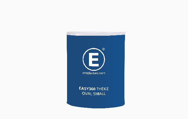 EASY360 Theke Oval Small in Blau mit dem Logo von ENTDECKER.