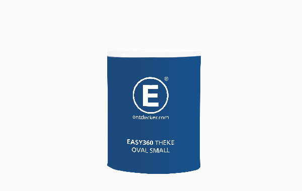 EASY360 Theke Oval Small in blauer Farbe mit weißem Logo von ENTDECKER.