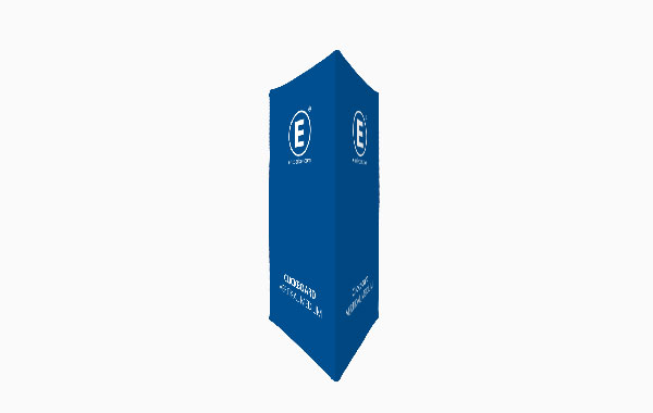 Blauer Stoffaufsteller mit dem Logo von ENTDECKER und dem Text 'Clickboard' auf der Vorderseite.