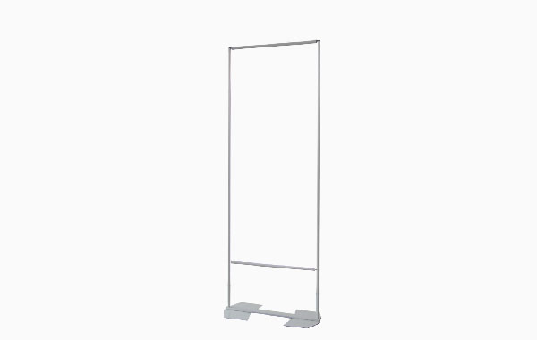 Easymag Größe Hardware 60X160 Wing, ein transparenter, freistehender Displayständer mit stabiler Basis.