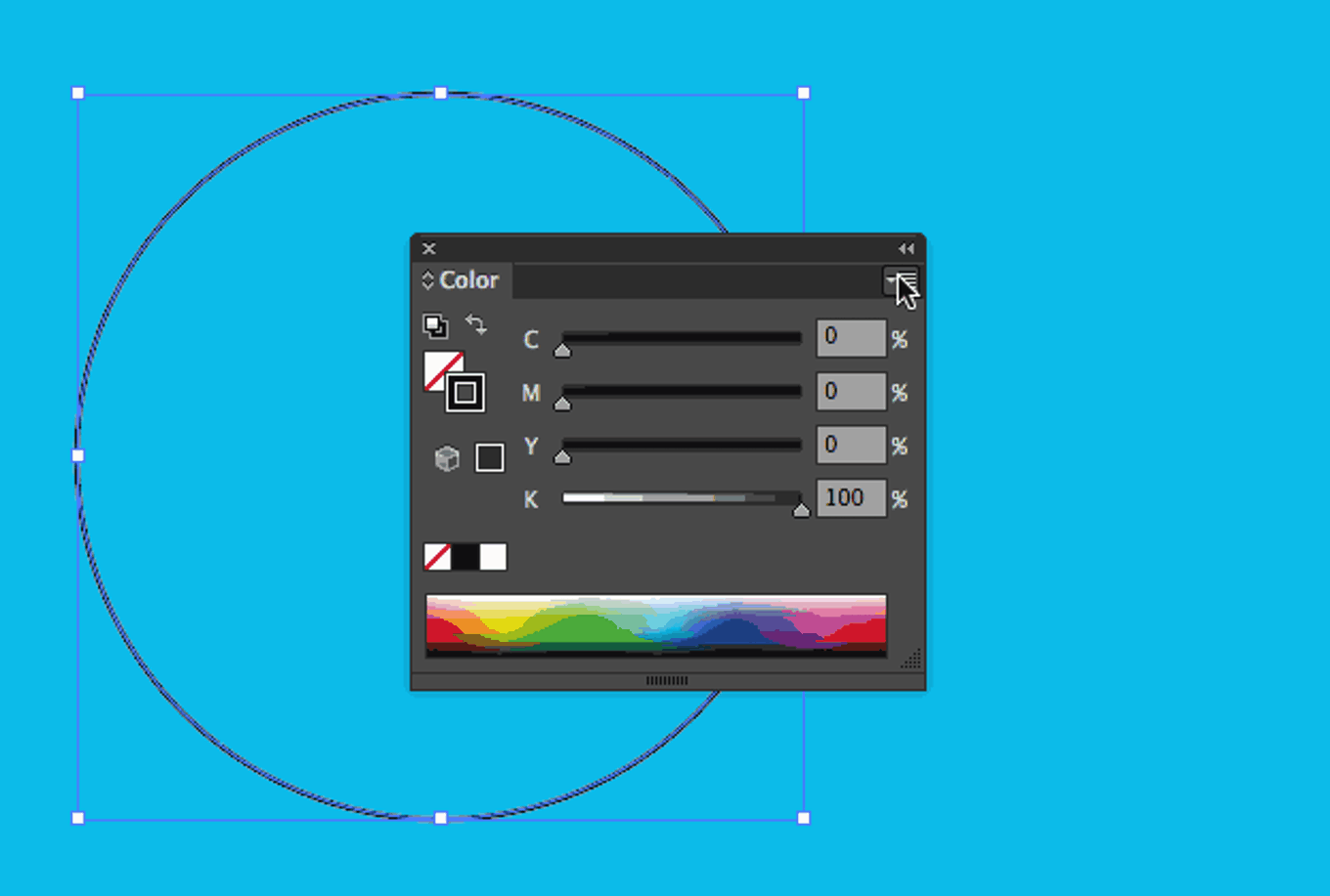 Screenshot Illustrator mit Fenster beim Einfärben einer Kontur