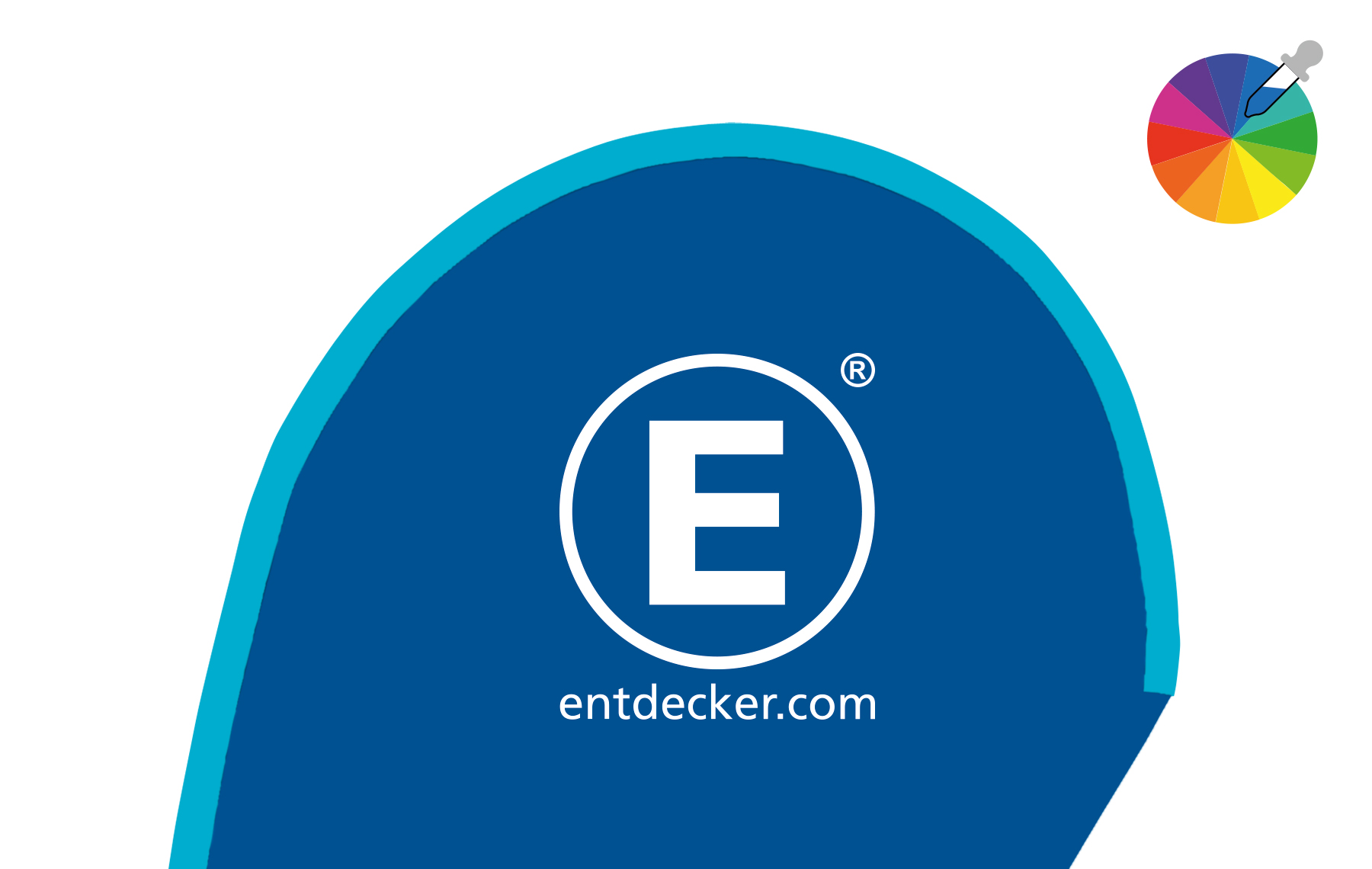 Produkt 'Easyflag Pro Mastband Individuell' von ENTDECKER, zeigt das Logo und die Website entdecker.com auf einem blauen Hintergrund.