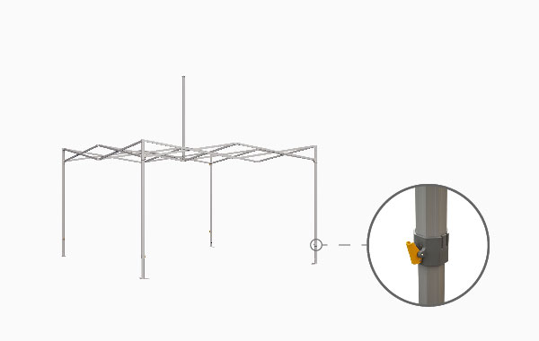 Faltzelt Gestell Octapro von ENTDECKER, silbernes Metallgestell mit Gelenkverbindung.
