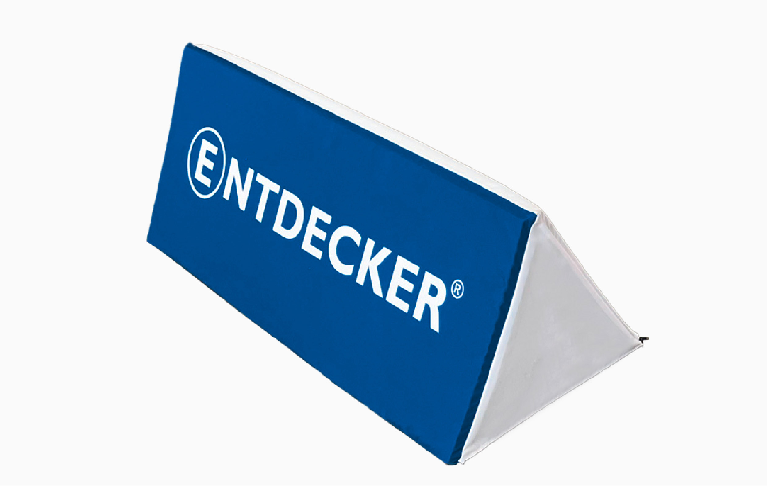 Faltbare Softbande in geschlossener Variante, blau mit weißem Logo von ENTDECKER.