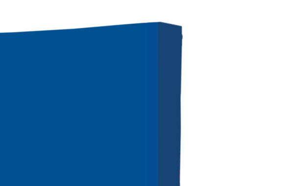 Blauer Quickup mit Seiten, rechteckige Form, geeignet für Präsentationen oder Events.