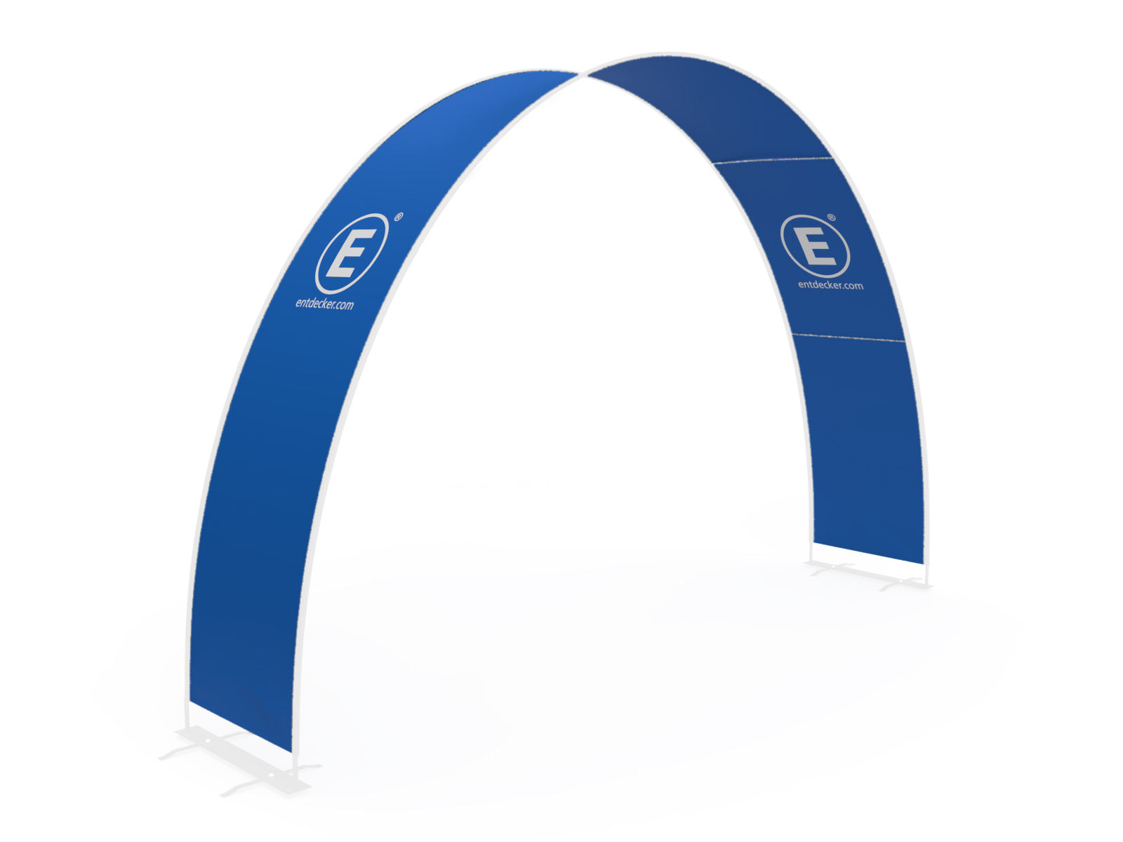 Ersatzstoff für einen Eventbogen in Blau mit dem Logo von ENTDECKER.