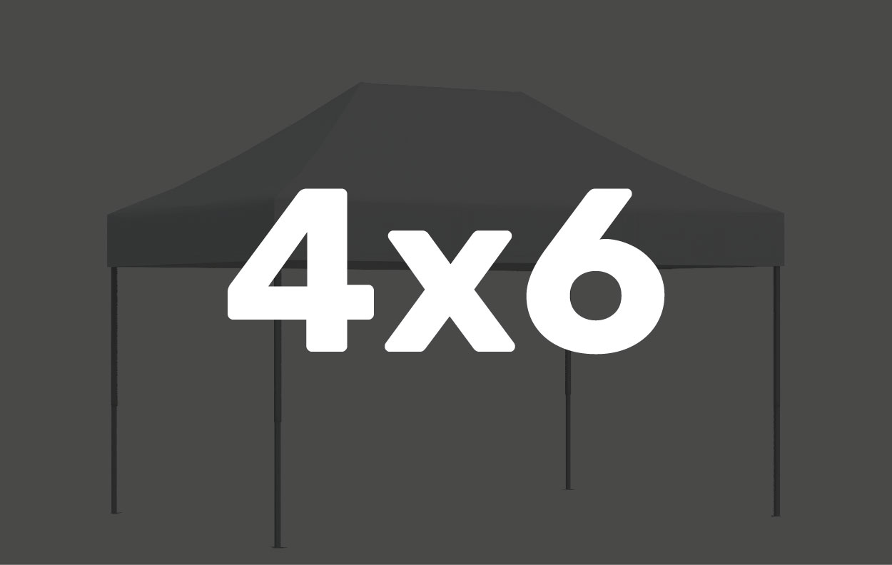 Gewichtssets für ein Zelt der Größe 4x6 Fuß, mit grauem Dach und vier Beinen.