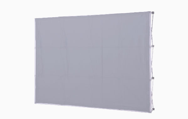 Blockout-Front-Back-Leinwand in großer Größe, grau, für Präsentationen oder Veranstaltungen.