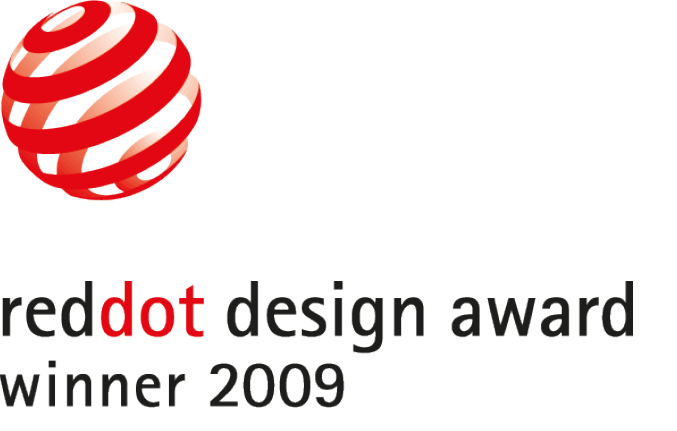 Logo des Red Dot Design Awards mit dem Text 'reddot design award winner 2009'.