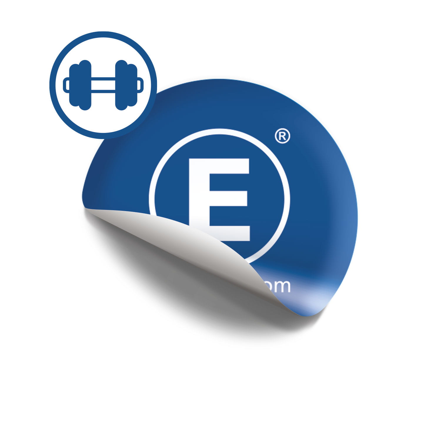 Stoßfeste Folie bedruckt von ENTDECKER, zeigt ein abgerundetes Design mit einem blauen Hintergrund und einem weißen Logo.