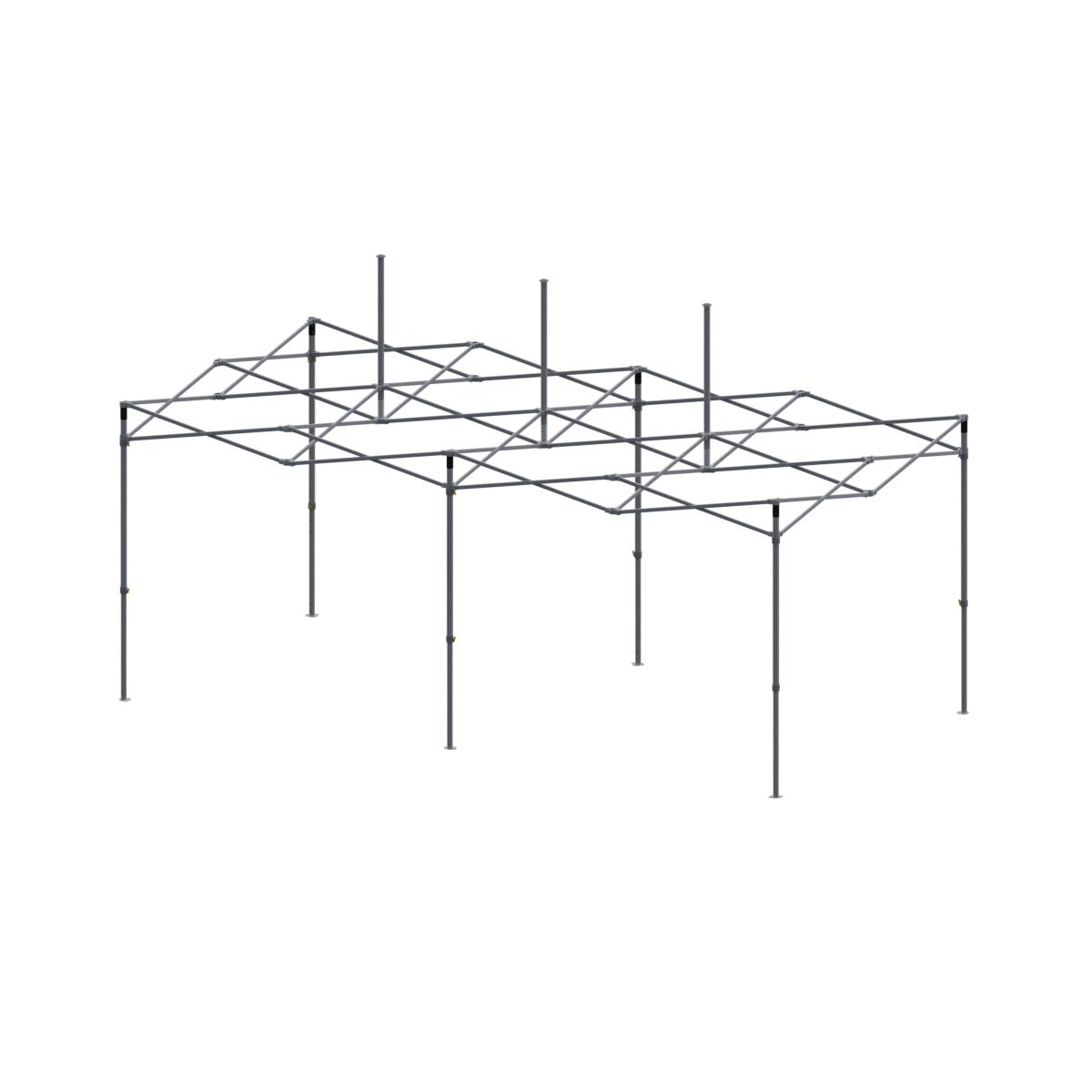 Profil des Faltzelts Octa Optima mit einem sechseckigen Aluminiumrohr.