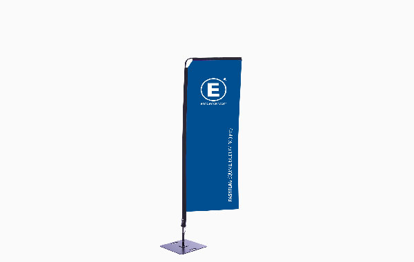 Fahne 'Easyflag Pro' in quadratischer Form, Größe Medium 80, in Blau mit weißem Logo.
