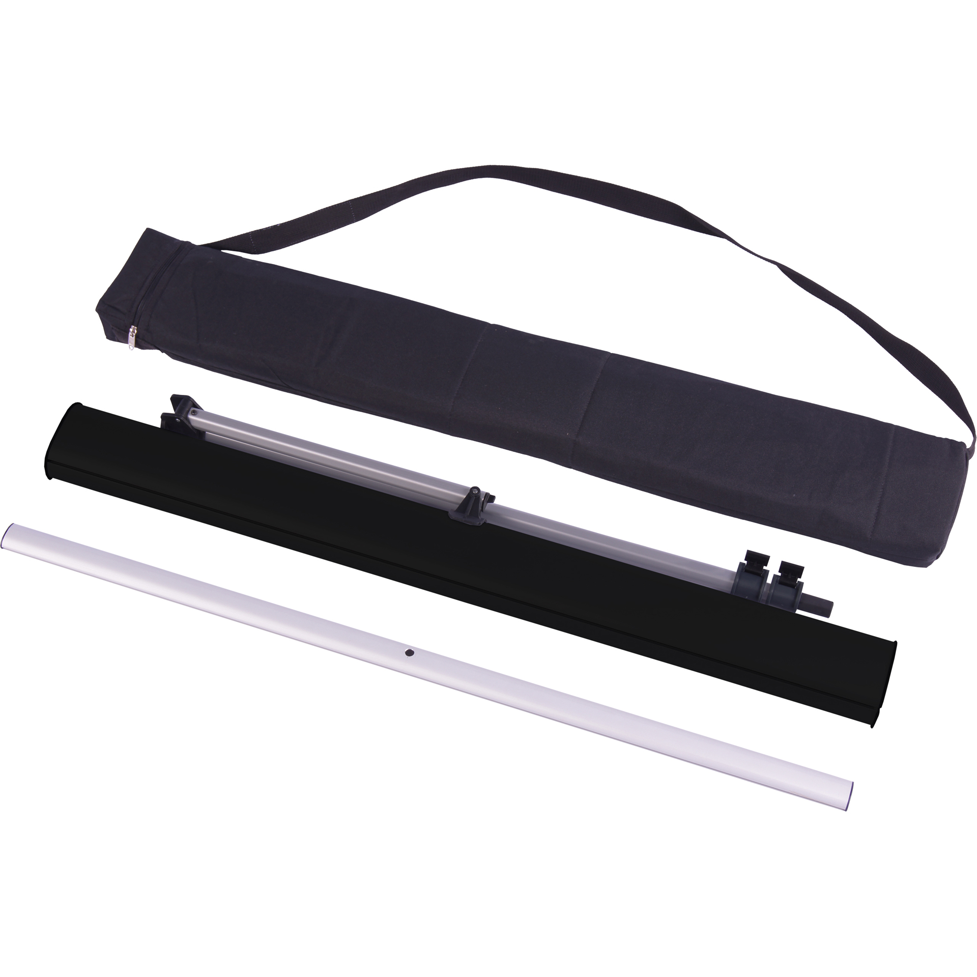 Zwei Roll-Up Banner des Produkts Rollup Easy-T Roll Up Set Small X Large in blauer Farbe mit dem Logo E und der Website entdecker.com.