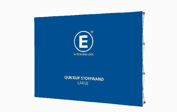 Stoffwand 'Quickup' in der Größe Large, blau mit dem Logo von ENTDECKER.