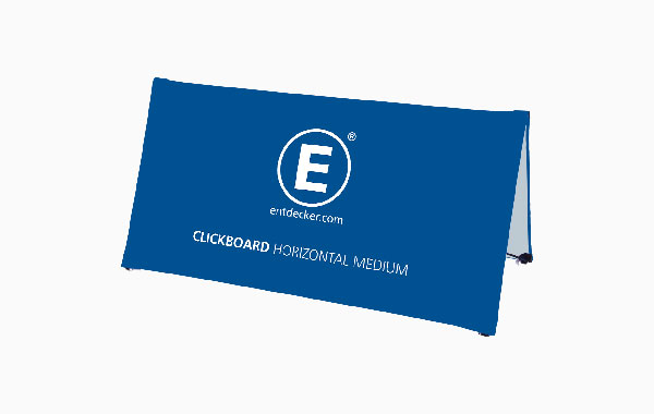 Medium Werbebande von CLICKBOARD in Blau mit dem Logo von ENTDECKER.