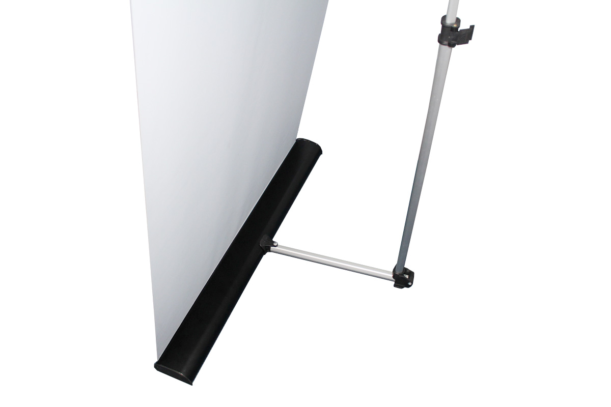 Zwei Roll-Up Banner des Produkts Rollup Easy-T Roll Up Set Small X Large in blauer Farbe mit dem Logo E und der Website entdecker.com.