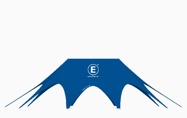 Sternzelt in blauer Farbe, Größe 13x17 Dp, mit dem Logo von ENTDECKER.