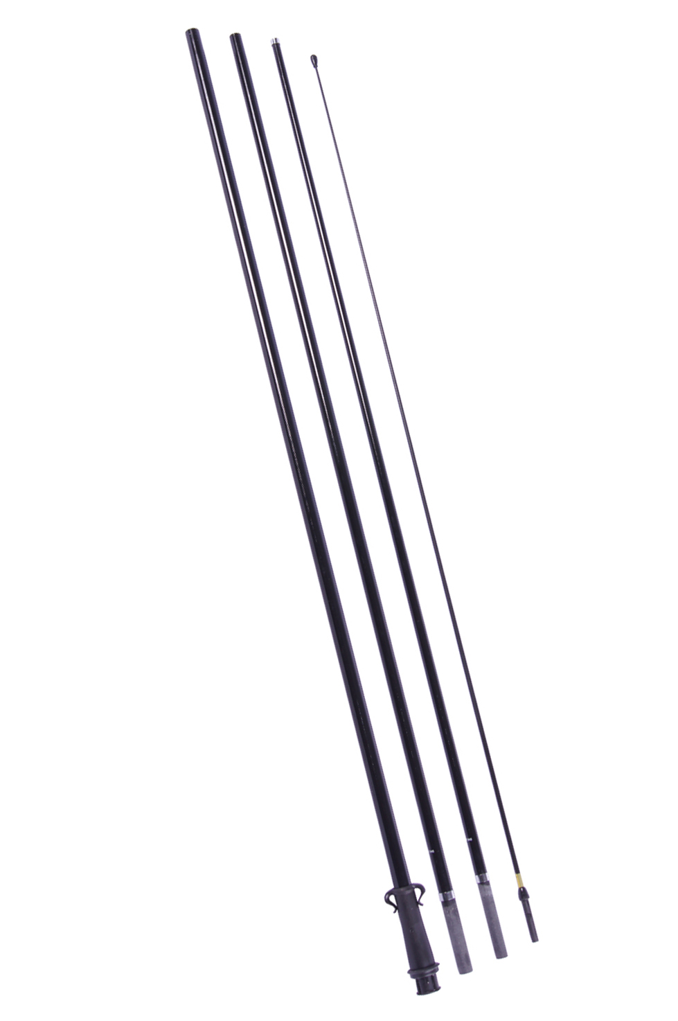 Easyflag Mastset mit vier schwarzen, teleskopierbaren Stangen aus leichtem Material.