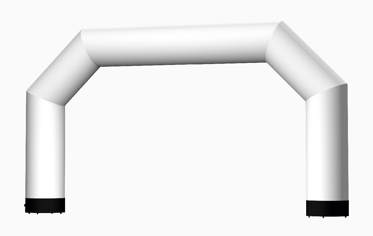 Vento Torbogen in der Größe Grundstruktur Large, weiß mit schwarzen Standfüßen.