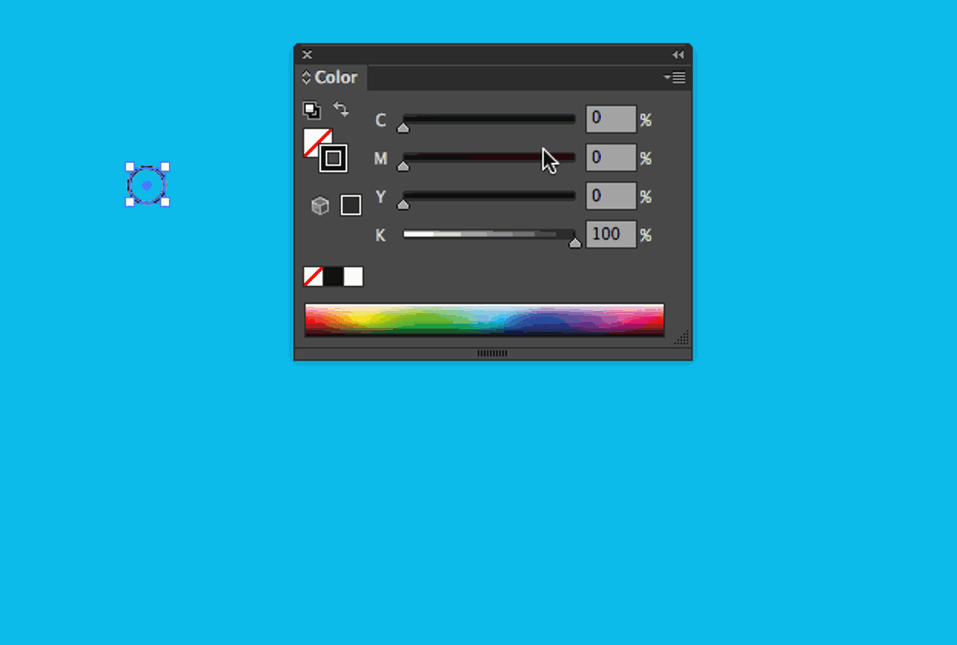 Screenshot Illustrator mit Fenster beim Einfärben eines Kreises