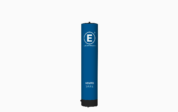 Ventosäule in Größe 3m, blau mit dem Logo von ENTDECKER und der Aufschrift 'VENTO SAILE'.