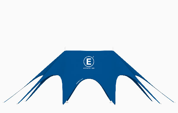 Sternzelt in blauer Farbe, Größe 10x14 Dp, mit dem Logo von ENTDECKER.