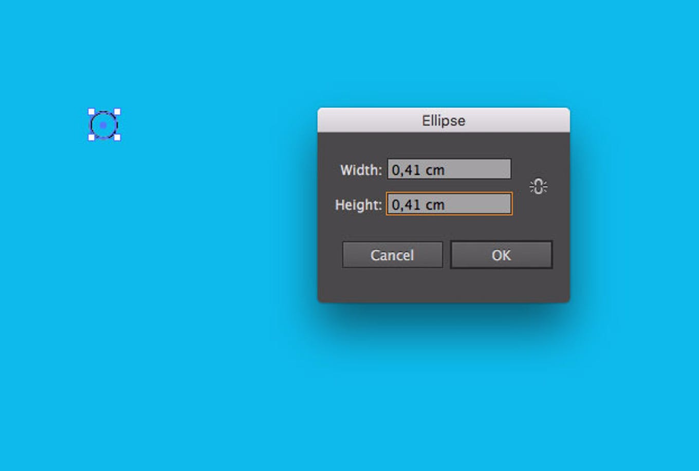 Screenshot Illustrator mit Fenster beim Anlegen eines Kreises