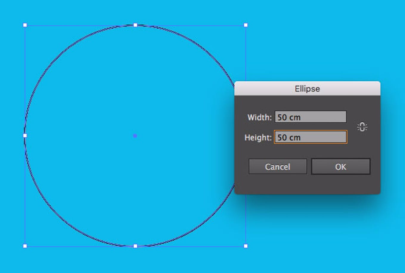 Screenshot Illustrator mit Fenster bei Größenbestimmung einer Kontur