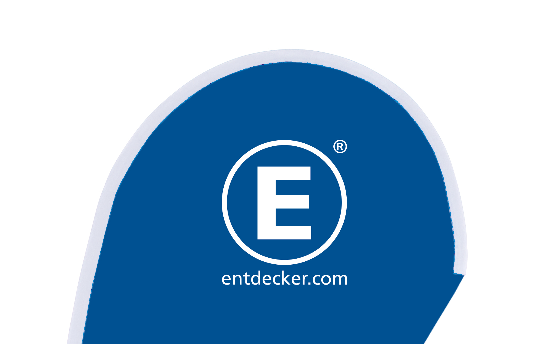 Weißes Mastband von Easyflag Pro mit dem Logo von ENTDECKER.