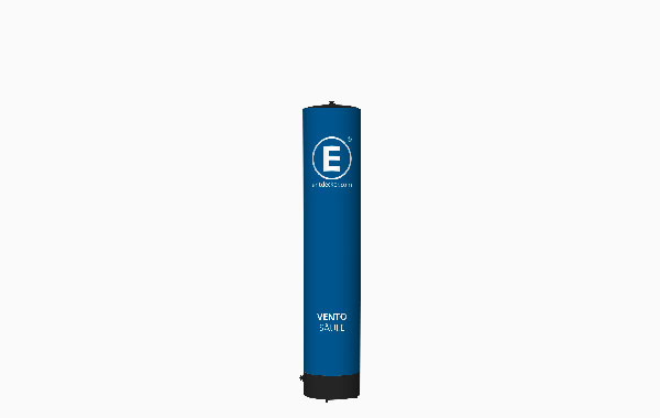 Ventosäule Größe 1,5m in Blau mit dem Logo von ENTDECKER und der Aufschrift 'VENTO BALL'