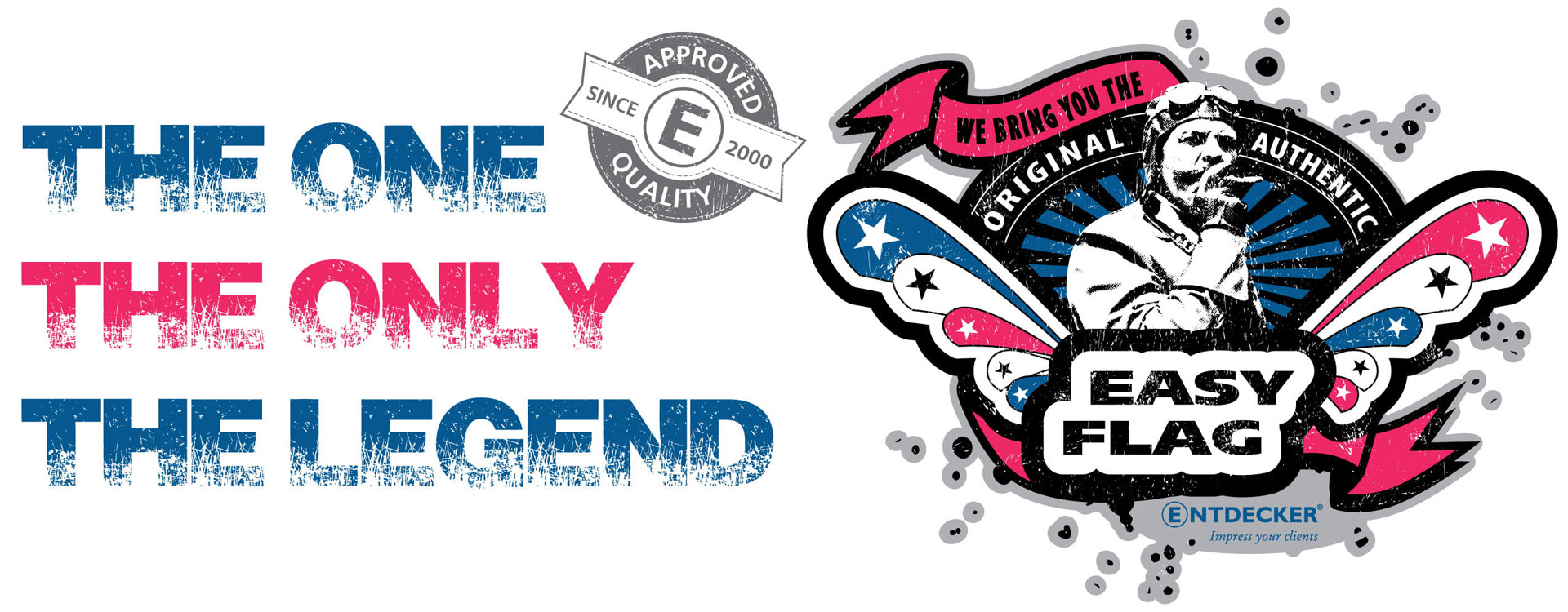 Logo der Original Beachflag von ENTDECKER mit dem Slogan 'Easy Flag'.