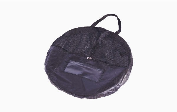 Runde, schwarze Tasche mit Henkel, geeignet für Werbedisplay, Produktname: 'Werbedisplay Easydisc Tasche Henkel 100', Marke: ENTDECKER.