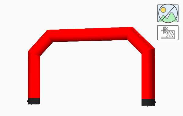 Vento Torbogen in mittlerem Rot, unbedruckt, mit Klettverschluss, gebogene Form, geeignet für Veranstaltungen.