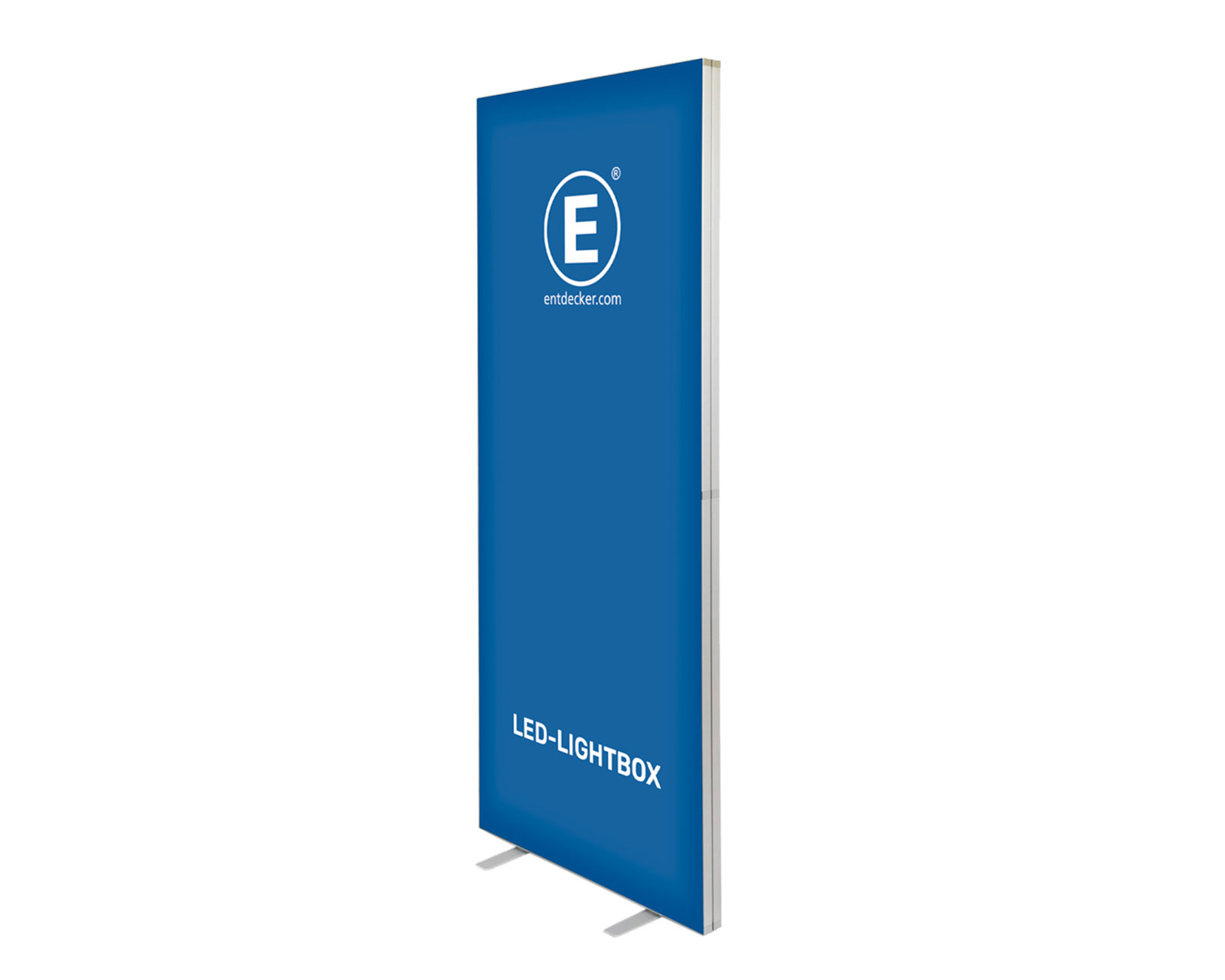 LED-Lightbox von ENTDECKER in Blau mit Logo und Produktbezeichnung.