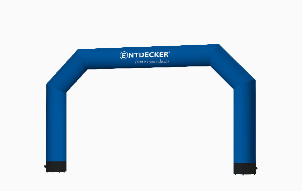 Blauer Vento Torbogen der Marke ENTDECKER in der Größe Medium, aufblasbar, mit Logo.