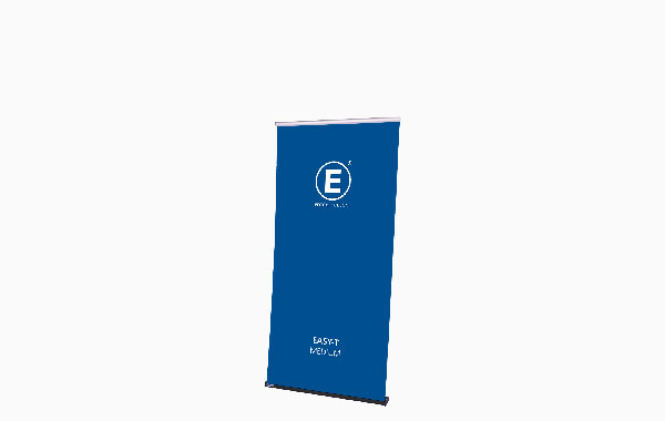 Rollup Easy-T Größe Set Medium in Blau mit dem Logo 'E' und dem Text 'EASY T'