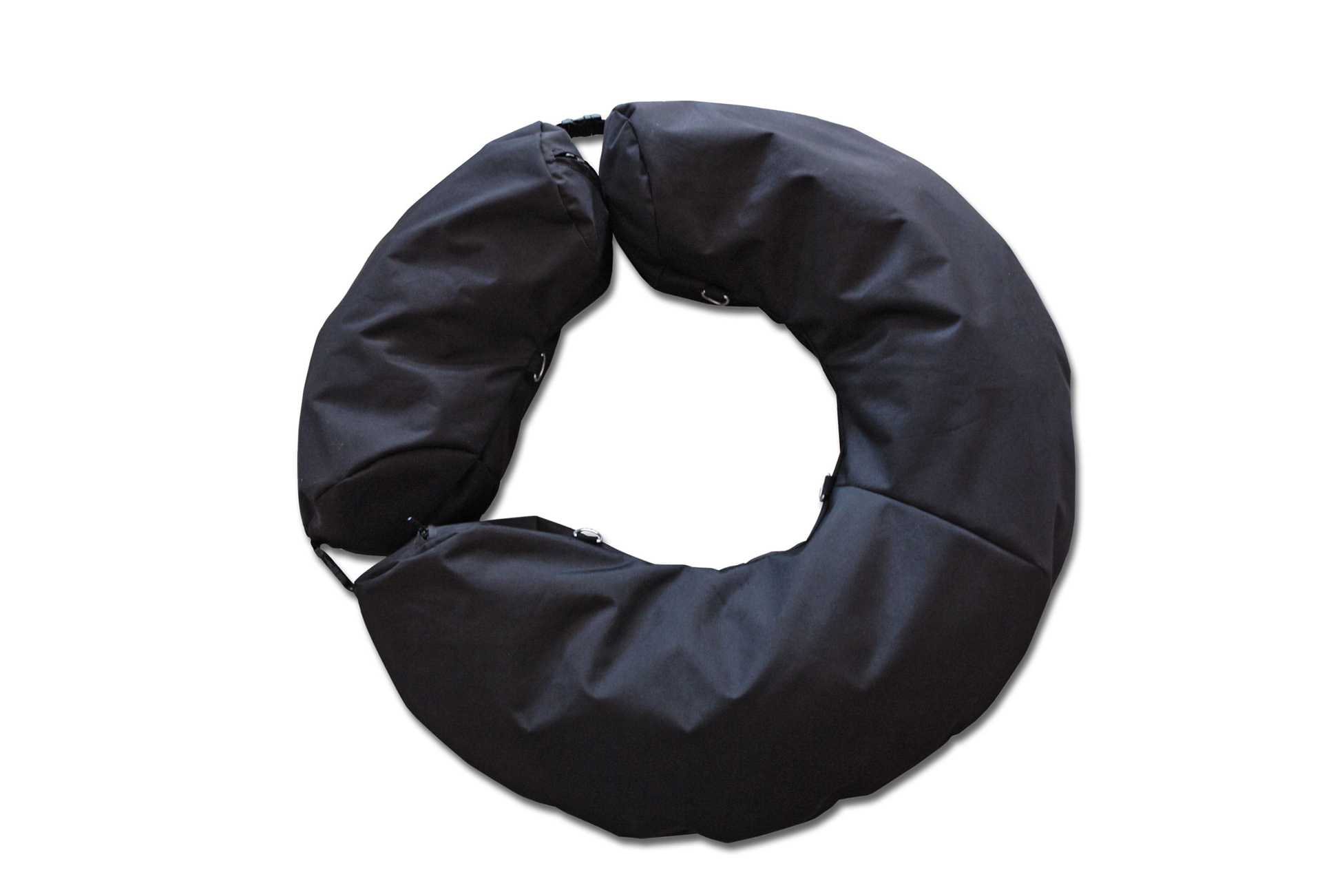 Vento Sandgewicht unbefüllt, rundes, schwarzes Design, geeignet für Zeltstabilisierung, 50 kg Kapazität.